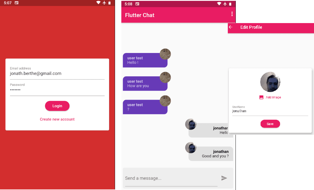 Screen of the project "Chat App"