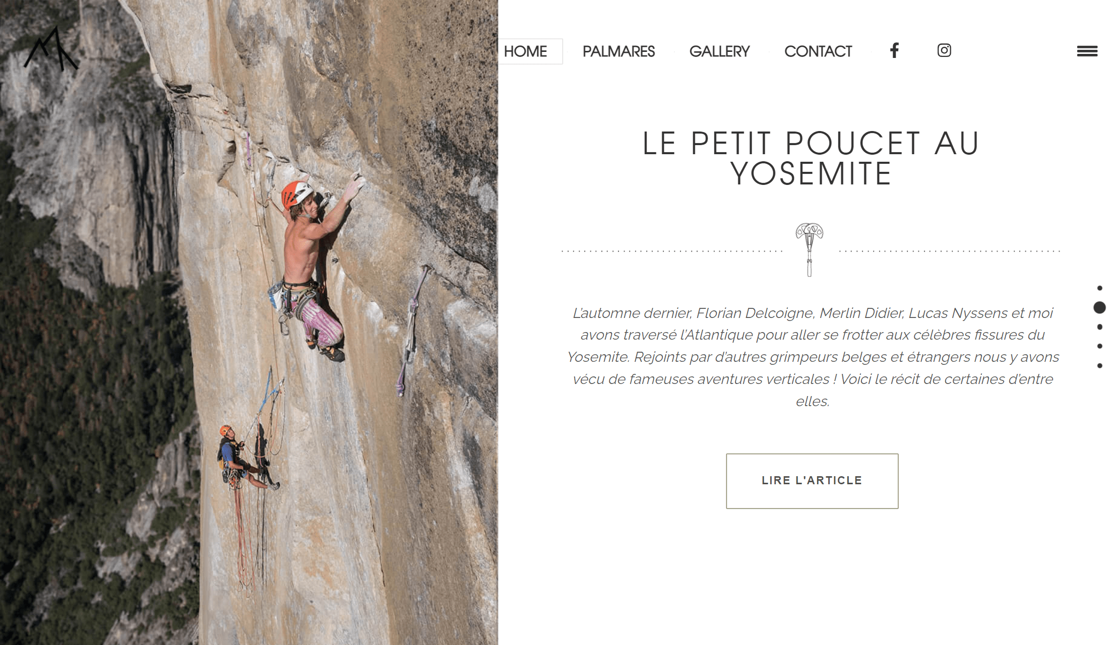 Screen of the project "A profesionnal climber's website clone"