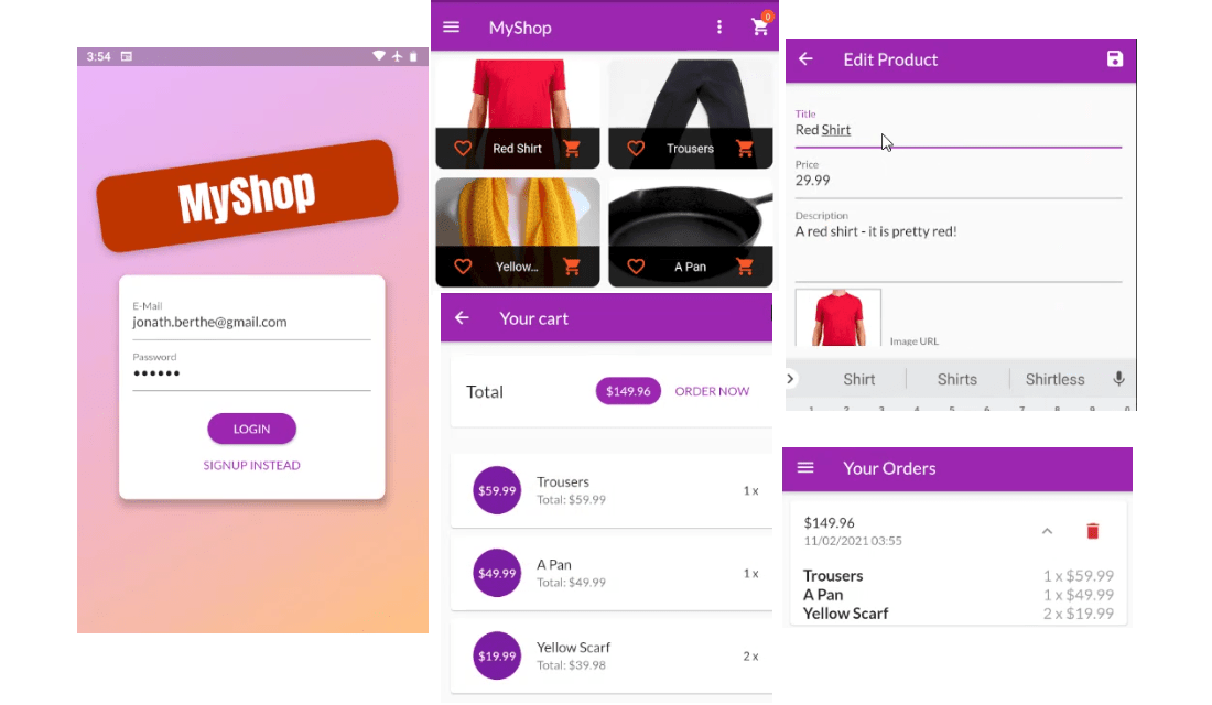 Screen of the project "Shop App"